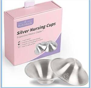 Boboduck Silver Nursing Cups - 925 Sterling Silver Nipple Shields for Breastfeed